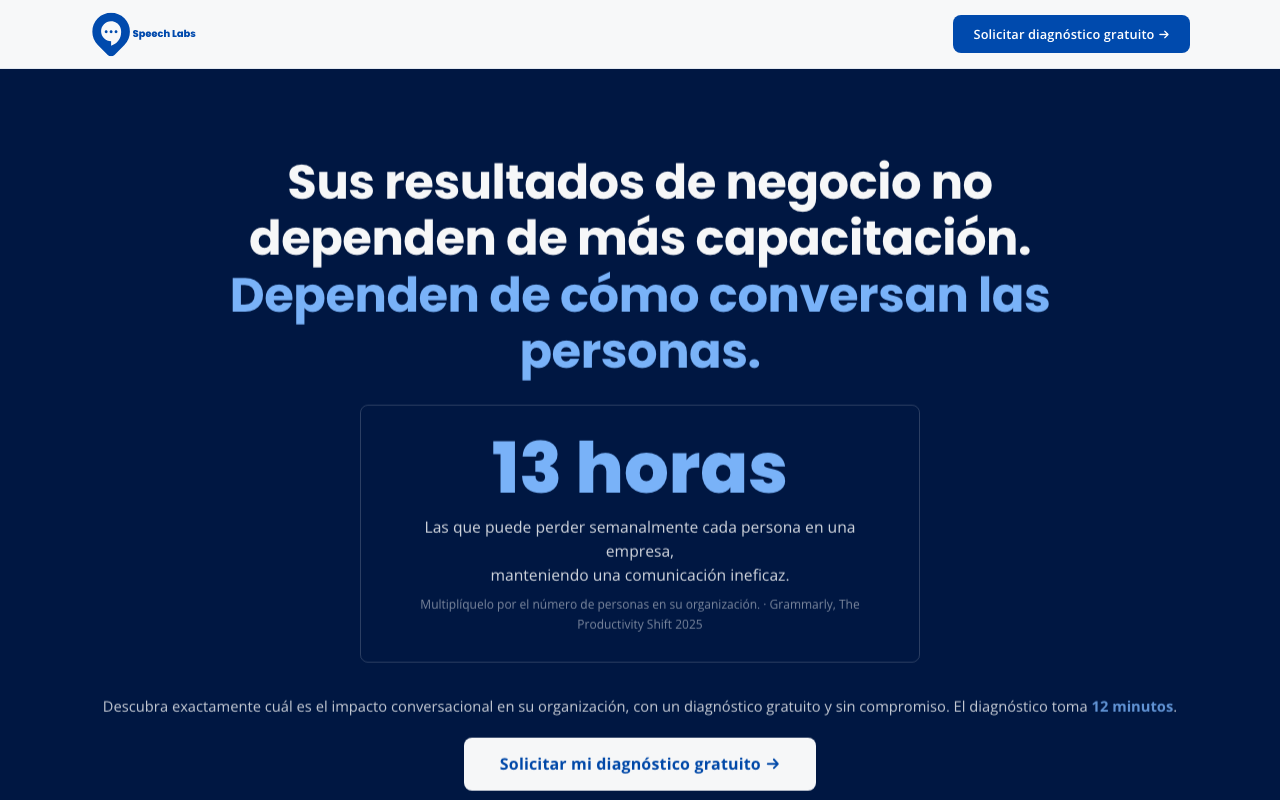 Sitio web de Speech Labs Global